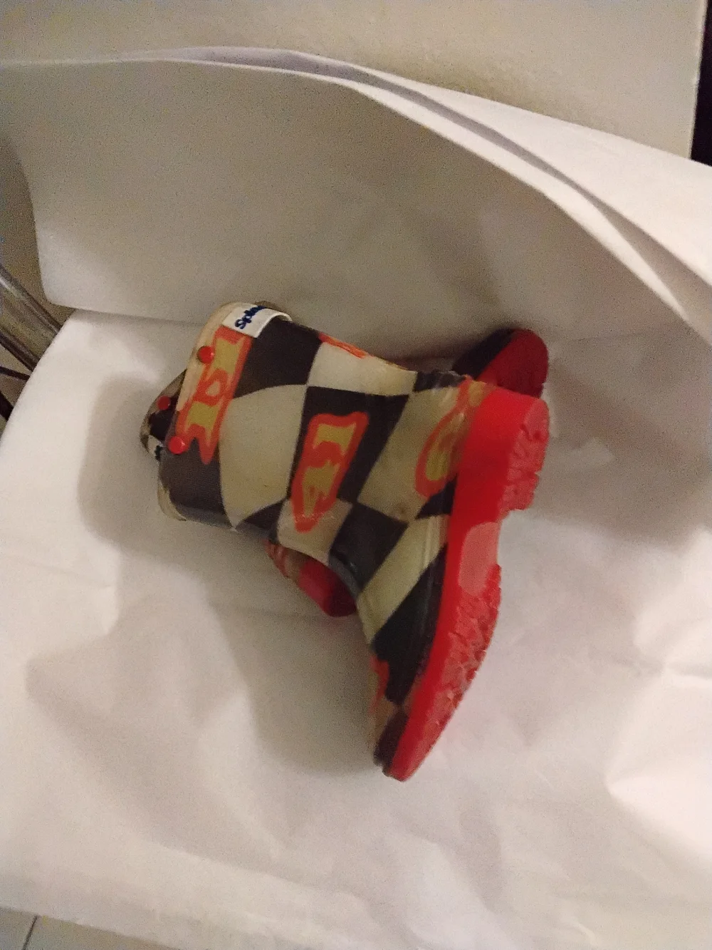 Source Unknown Beige, Black & Red Kids Rain Boots